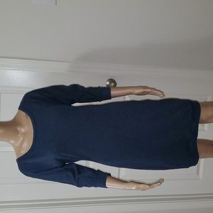 Converse s quarter sleeve sweater dress kozy knit knee length marled blue grey